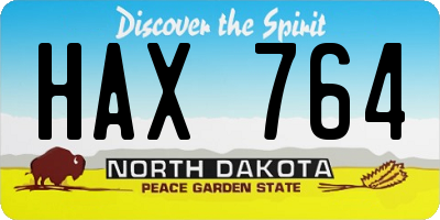 ND license plate HAX764