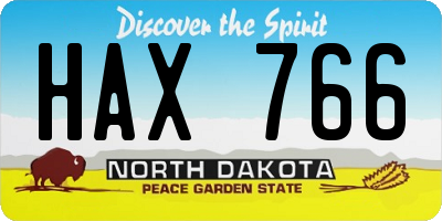 ND license plate HAX766