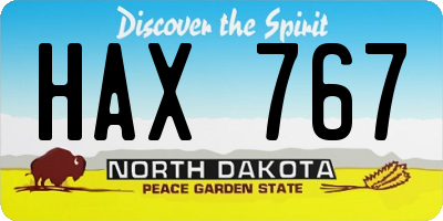 ND license plate HAX767