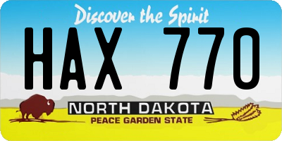 ND license plate HAX770