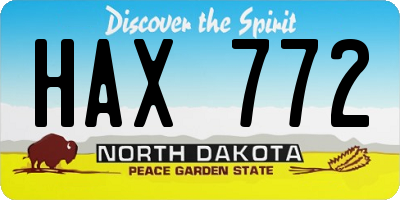 ND license plate HAX772