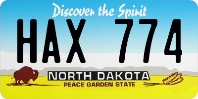 ND license plate HAX774