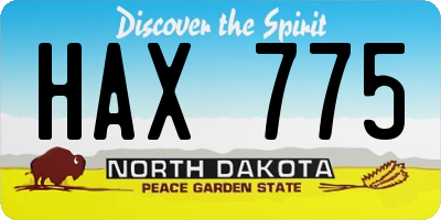 ND license plate HAX775