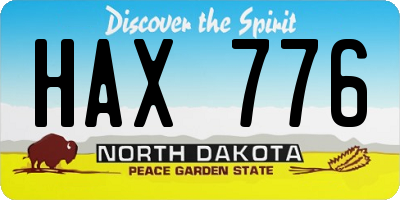 ND license plate HAX776