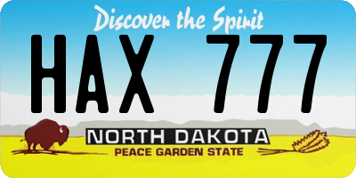 ND license plate HAX777