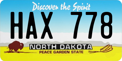 ND license plate HAX778