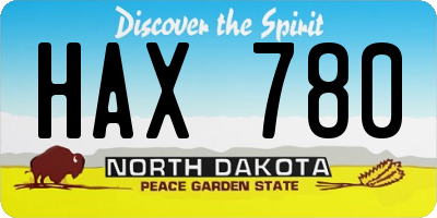 ND license plate HAX780