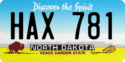 ND license plate HAX781