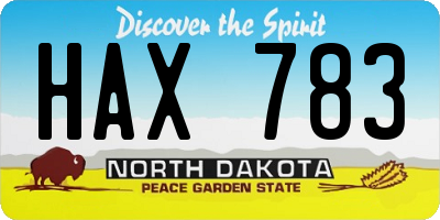 ND license plate HAX783