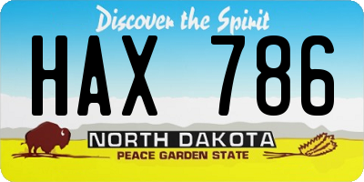 ND license plate HAX786