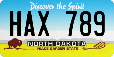 ND license plate HAX789