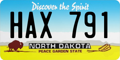 ND license plate HAX791