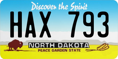 ND license plate HAX793