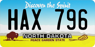 ND license plate HAX796