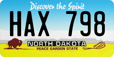 ND license plate HAX798