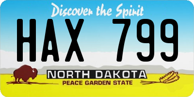 ND license plate HAX799