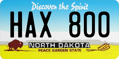 ND license plate HAX800