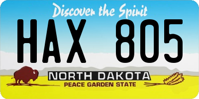 ND license plate HAX805