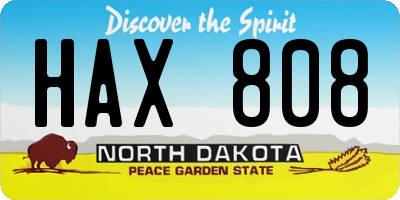 ND license plate HAX808