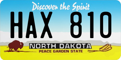 ND license plate HAX810