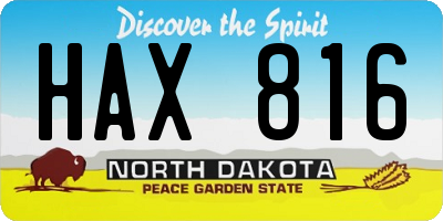 ND license plate HAX816