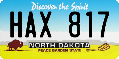 ND license plate HAX817