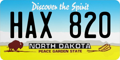 ND license plate HAX820