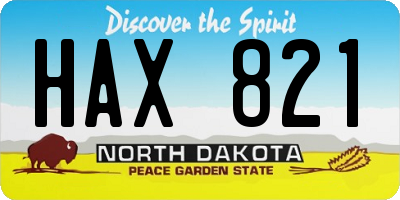 ND license plate HAX821