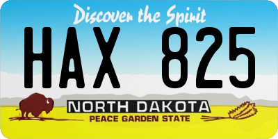 ND license plate HAX825