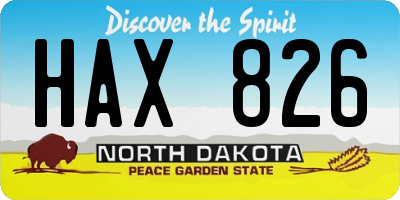 ND license plate HAX826