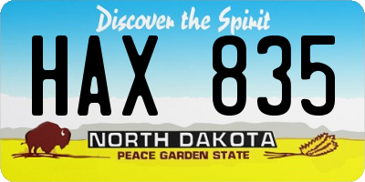 ND license plate HAX835