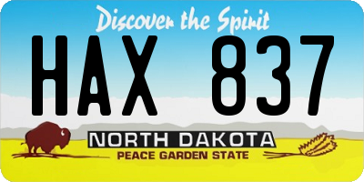 ND license plate HAX837