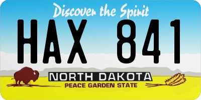 ND license plate HAX841