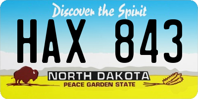 ND license plate HAX843