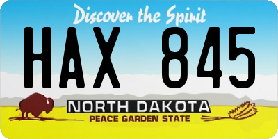 ND license plate HAX845