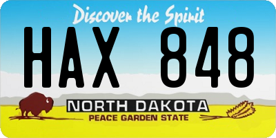 ND license plate HAX848