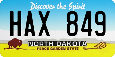 ND license plate HAX849