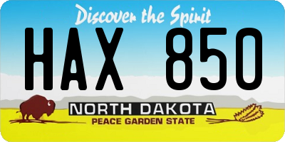 ND license plate HAX850