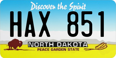 ND license plate HAX851