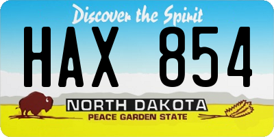 ND license plate HAX854