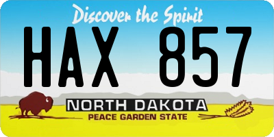 ND license plate HAX857