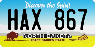 ND license plate HAX867