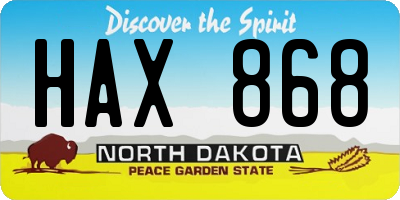 ND license plate HAX868