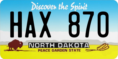 ND license plate HAX870