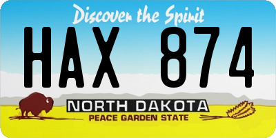 ND license plate HAX874