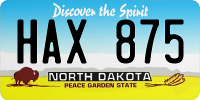 ND license plate HAX875