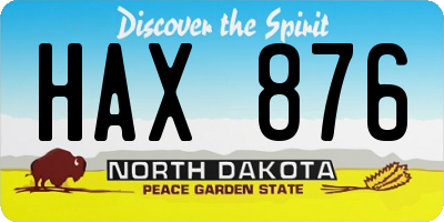 ND license plate HAX876