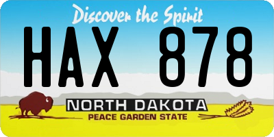 ND license plate HAX878