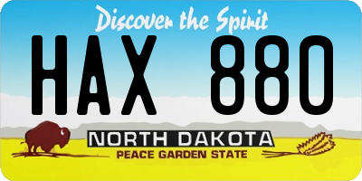 ND license plate HAX880