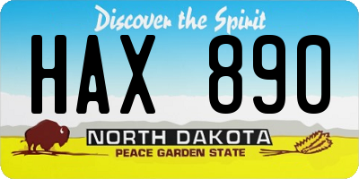 ND license plate HAX890